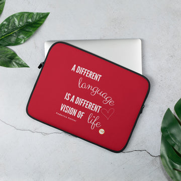 A different language , is a different vision of life - Red Laptop Sleeve