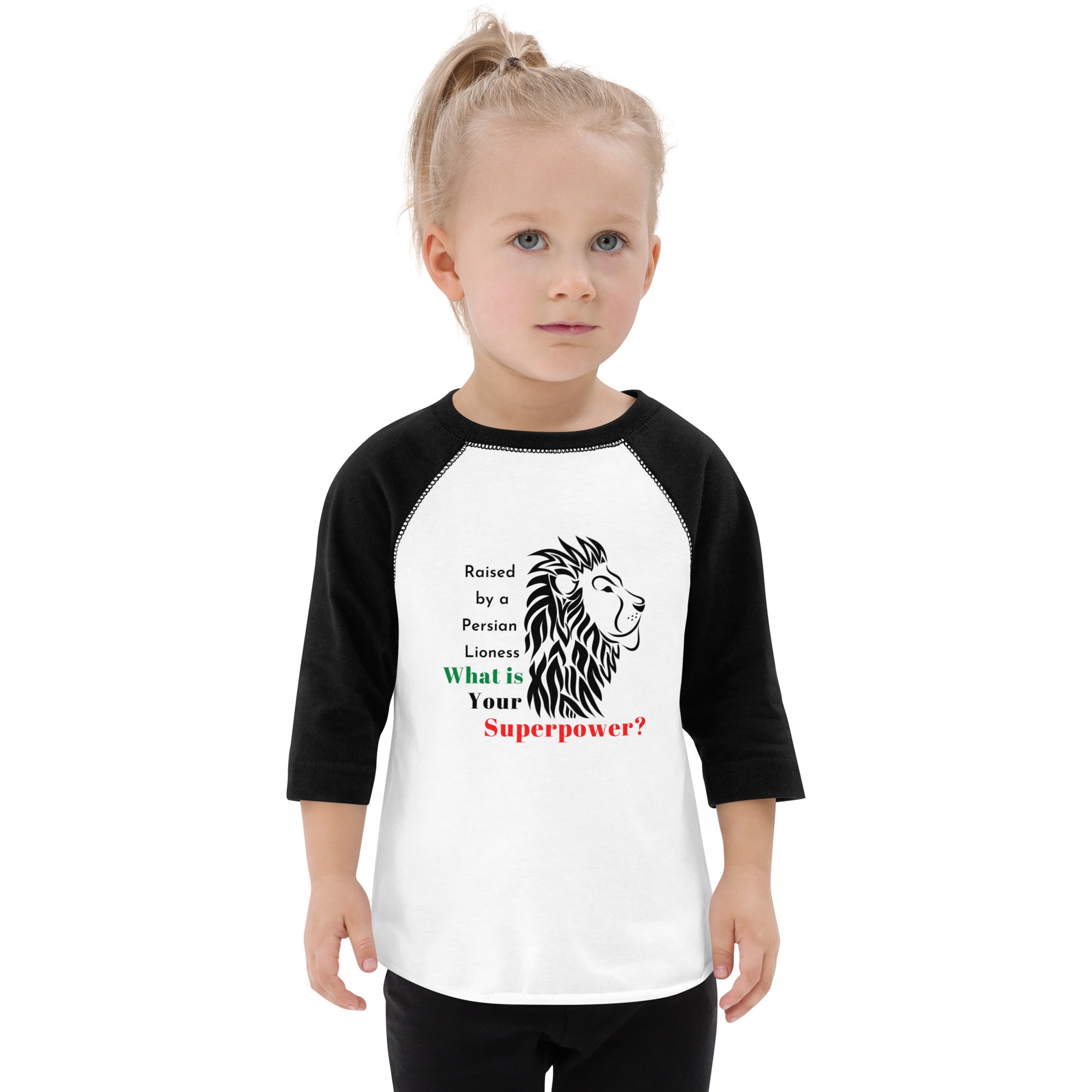 Raised by a Persian Lioness - Toddler baseball shirt